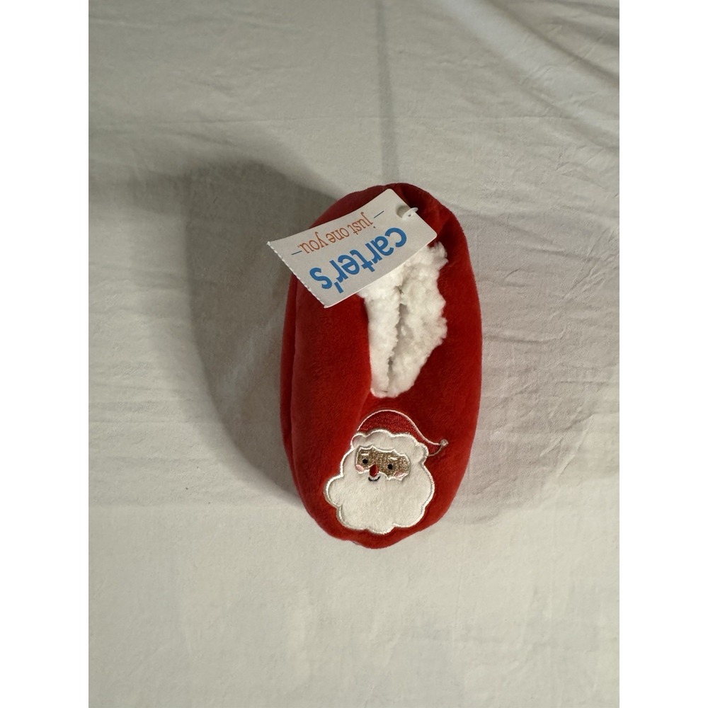 Carters Santa Fluffy Slippers Red and White NWT